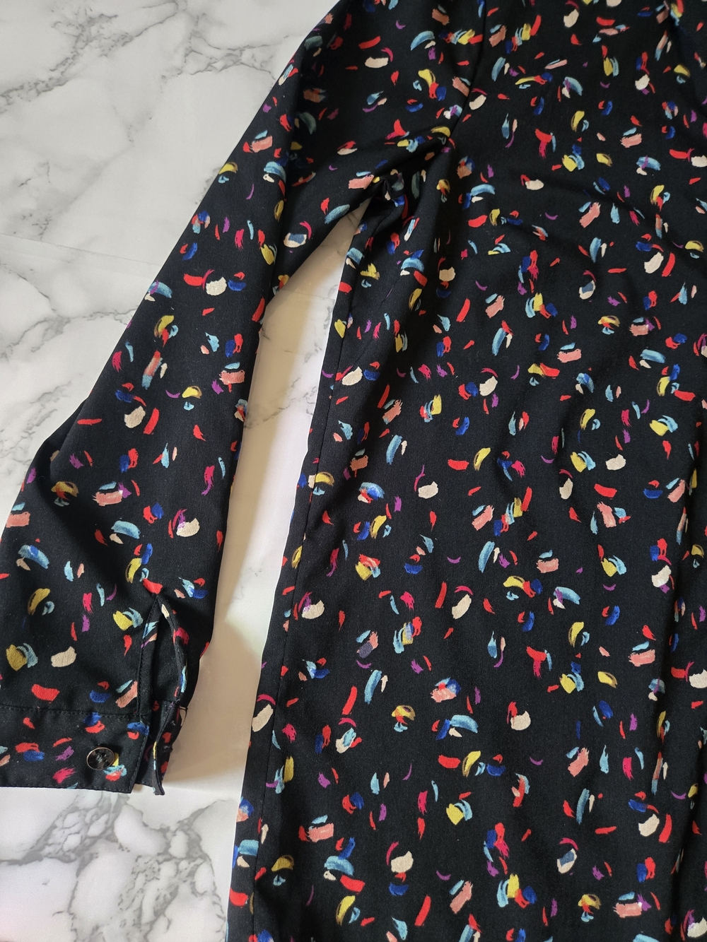Anthropologie Cabi Black Multicolor Confetti Button-Down Blouse Shirt Small - Picture 7 of 13